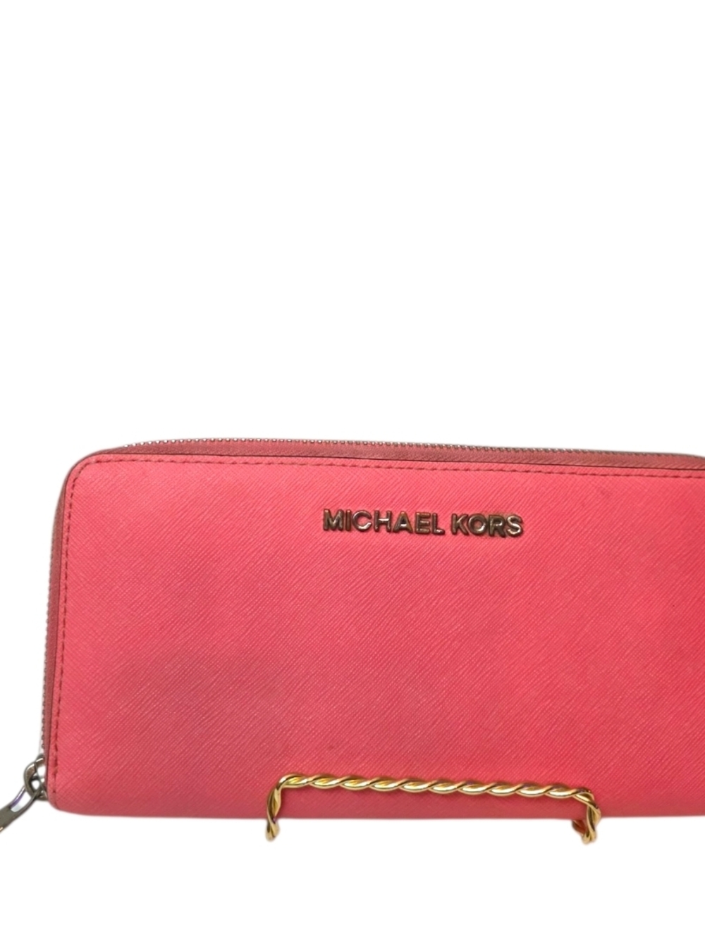 Michael Kors Coral Saffiano Leather Large Zip Around Continental Wallet